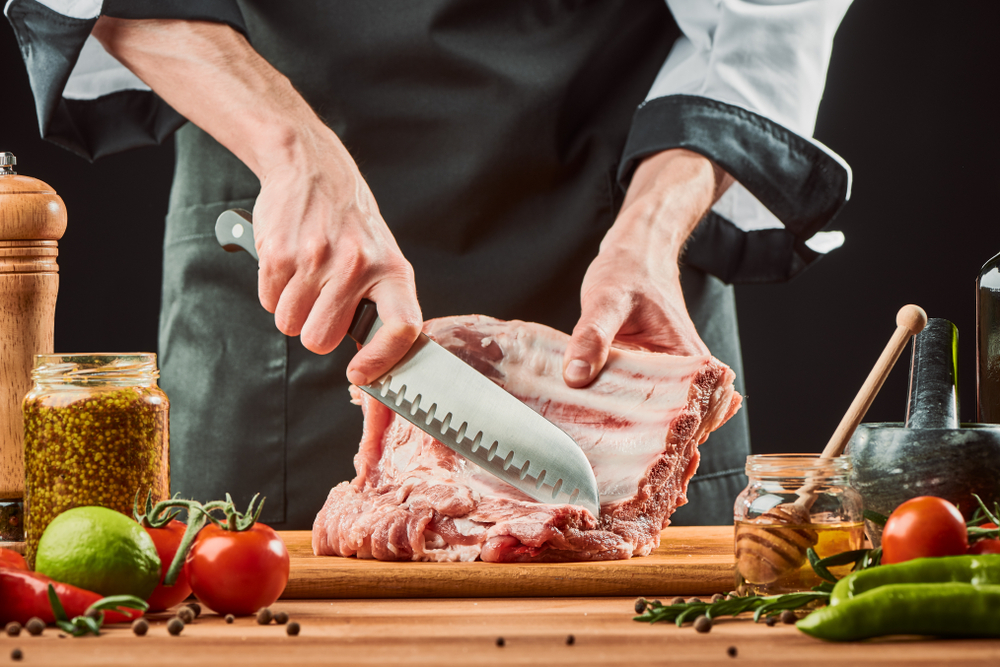 The Santoku knife is versatile and can be used for a variety of tasks